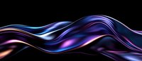 Abstract flowing waves in dark blue, purple and pink colors with metallic shine effect against black background, creating dynamic modern design element for technology concepts.