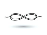 Minimalist infinity symbol with elegant black lines on white background for logos, tattoos and mathematical concepts.
