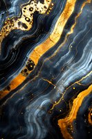Luxurious black and gold marble texture with flowing waves and natural stone pattern. Abstract background for luxury design and decoration.