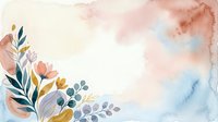 Watercolor floral arrangement with soft pink, blue, and gold botanical elements on cream background, suitable for wedding invitations, greeting cards, and decorative designs.