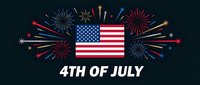 American flag with colorful fireworks display celebrating Independence Day holiday on dark background for patriotic events and festivities.