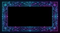 Neon glowing geometric frame with cyan and purple gradient lines on dark background, isolated and ready for design use on digital projects, presentations, and creative overlays.