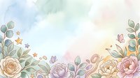 Watercolor floral border with roses, eucalyptus leaves, and scattered stars on white background, isolated design element for invitations, cards, and decorative projects.