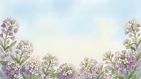 Delicate purple lilac flowers with green leaves creating floral border frame on soft pastel background for spring wedding invitations and romantic designs.