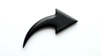 Curved black arrow pointing right, isolated on white background, suitable for web design, user interface, directional graphics, and digital applications.