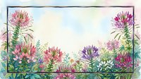 Watercolor wildflower border frame with colorful blooms and green foliage on white background for greeting cards and botanical designs.