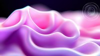 Smooth flowing waves in vibrant pink and purple gradient create abstract organic curves and undulating shapes against dark background. Modern artistic design.