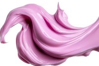 Flowing pink cosmetic cream texture with smooth silky waves and curves on white background, isolated for beauty product advertising and packaging design.