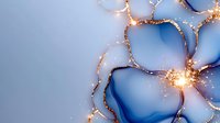 Abstract blue and gold fluid art with glowing golden veins creating organic flowing patterns on gradient background for luxury design projects.