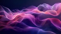 Ethereal flowing waves in vibrant purple and pink hues against dark background create dynamic abstract composition with smooth translucent curves and light effects.