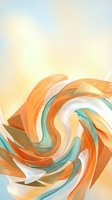 Abstract swirling ribbons in warm orange and cool teal colors creating dynamic flowing motion on soft gradient background for modern design projects.