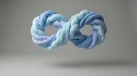 Blue twisted rope forming infinity symbol floating on gray background representing endless possibilities and eternal connection concepts.
