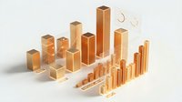 Copper and bronze metallic 3d bar chart elements isolated on white background for infographic design and data visualization presentations.