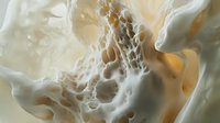 Abstract fluid art in white and gold tones creates ethereal flowing patterns with organic shapes and delicate swirls, suitable for luxury interior design and packaging.