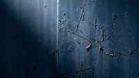 Weathered metal surface with deep blue patina and rust streaks, showing aged corrosion patterns and oxidized texture for industrial design projects.