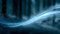 Abstract blue energy wave with glowing particles and light streaks on dark background for digital technology and futuristic design concepts.