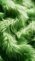 Soft fluffy green fur texture with flowing wavy pattern creates abstract background for luxury fashion and interior design projects.