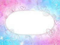 Romantic oval frame with hearts and swirls on gradient pink blue background for wedding invitations, love cards and feminine designs.