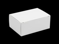 White cardboard shipping box isolated on transparent background, ready for mockup, packaging design, print on demand, stickers, and T-shirt clipart use.