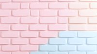 Pastel pink and blue brick wall background with soft gradient lighting creates gentle modern aesthetic for design projects and social media content.