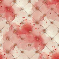 Luxurious quilted pattern in soft pink and cream with gold accents and watercolor splashes creates elegant seamless background for fashion and interior design projects.