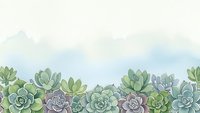 Watercolor succulent plants border with soft pastel colors on light background for botanical design projects and natural decoration elements.