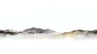Misty mountain landscape with layered peaks shrouded in fog and mist, featuring earthy tones of brown, gray, and ochre for nature backgrounds and scenic design projects.
