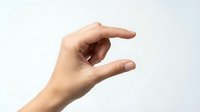Close-up of a human hand with fingers positioned to show size comparison or measurement scale, isolated on white background for design and commercial use.