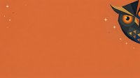 Owl icon with orange background and sparkles, isolated clipart suitable for Halloween designs, greeting cards, web graphics, and seasonal marketing materials.