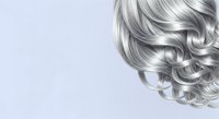 Voluminous wavy silver hair with glossy texture isolated on light background, suitable for haircare, beauty, salon, and cosmetic product marketing materials.