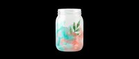 Refreshing cocktail with turquoise liquid, coral garnish, and mint leaves in clear glass jar isolated on transparent background. Ready for beverage design, print-on-demand, t-shirt graphics, and digital crafts.