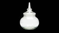 Clear glass apothecary jar with pointed lid, isolated on transparent background. Ready for T-shirt design, stickers, clipart, print on demand, and sublimation projects.