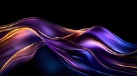 Flowing abstract waves in purple, blue and orange colors creating dynamic motion effect against black background, modern design element for creative projects.