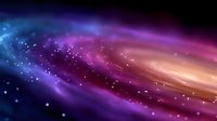 Cosmic abstract background with vibrant purple, blue and orange colors swirling in space with glowing particles and light effects creating magical atmosphere.