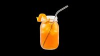 Refreshing orange juice cocktail in mason jar with metal straw and citrus slice garnish, isolated on transparent background. Ready for beverage menu design, print-on-demand, and digital graphics.