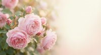Soft pink roses blooming in gentle sunlight with dreamy bokeh background for romantic wedding invitations and feminine spring decor projects.