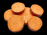 Sliced sweet potato rounds isolated on transparent background, ready for clipart, t-shirt design, stickers, print-on-demand products, and sublimation projects.