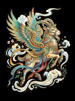 Ornate winged lion with intricate decorative patterns, isolated on transparent background. Ready for t-shirt design, clipart, stickers, sublimation, and print-on-demand products.