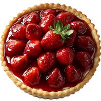 Fresh strawberry tart with glazed berries and mint garnish on fluted pastry crust isolated on white background for bakery and dessert designs.