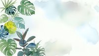 Watercolor tropical leaves frame with monstera and eucalyptus on soft background for botanical design projects and natural decor applications.