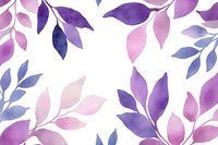Delicate watercolor leaves in purple and blue hues on white background, creating an elegant botanical pattern for fabric, wallpaper, and stationery design.