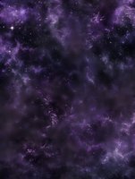Mystical purple nebula with glowing stars and cosmic dust clouds creates dramatic space background for astronomy and science fiction designs.