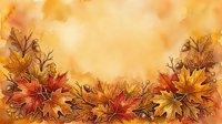 Autumn leaves border with warm orange and red tones creating seasonal fall background for design, greeting cards, and decorative projects.