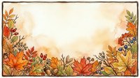 Autumn leaves border frame with warm orange, red and yellow foliage on watercolor background for seasonal designs and fall decorations.