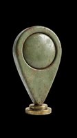 Vintage bronze location pin with weathered patina and circular top detail, isolated on transparent background. Ready for clipart, print-on-demand, sublimation, t-shirt design, and digital crafts.