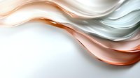 Elegant flowing waves in soft peach and silver tones create smooth abstract curves against white background, suitable for modern minimalist design projects.