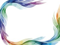 Abstract colorful wave border frame with flowing ribbons in rainbow gradient colors on white background for design projects and presentations.