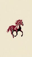 Stylized burgundy horse silhouette galloping on beige background, isolated for logo design, branding, or decorative elements.