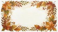 Autumn leaves and branches frame a blank cream background, creating a seasonal border design with fall foliage in warm tones for greeting cards and invitations.