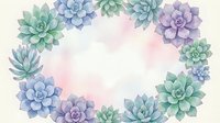 Watercolor succulent wreath frame with pastel green blue purple plants on soft background for wedding invitations greeting cards botanical design.